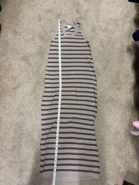 Greylin Taupe and Dark Brown Striped Sleeveless soft sweater Maxi Dress